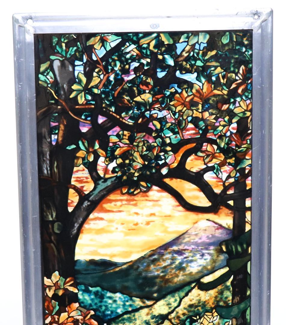 ティファニー ヴィンテージ ステンドグラス 縦長大型 コーニングガラス美術館 秋