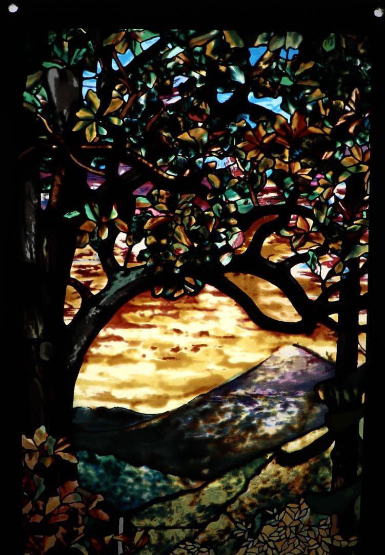 ティファニー ヴィンテージ ステンドグラス 縦長大型 コーニングガラス美術館 秋