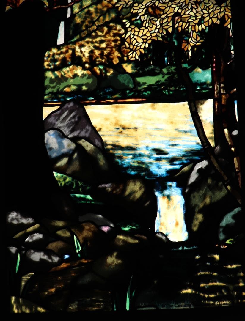 ティファニー ヴィンテージ ステンドグラス 縦長大型 コーニングガラス美術館 秋