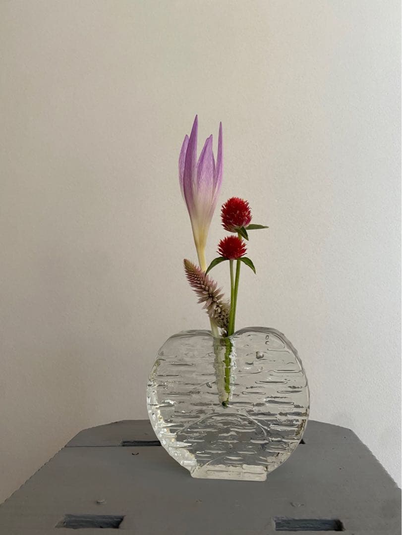 ドイツ アンティーク ビンテージ クリア ハート ♥︎ 花瓶 フラワーベース 美品