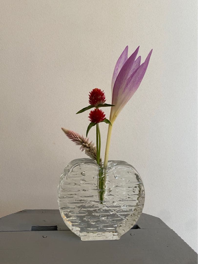 ドイツ アンティーク ビンテージ クリア ハート ♥︎ 花瓶 フラワーベース 美品