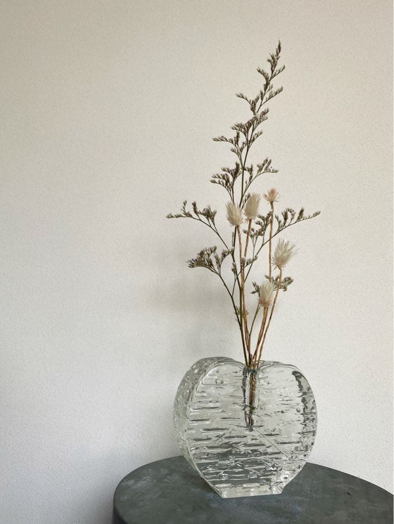 ドイツ アンティーク ビンテージ クリア ハート ♥︎ 花瓶 フラワーベース 美品