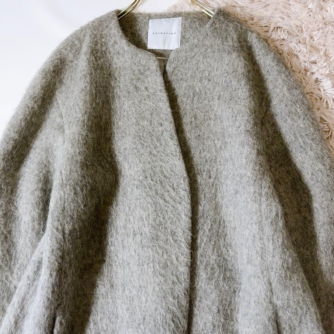 極美品ꕥエストネーション アルパカシャギーAラインロングコート 日本製 38