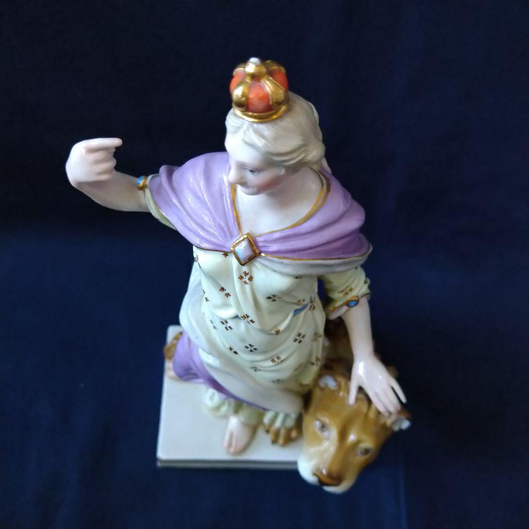 ✤1924年以前マイセン(Meissen)フィギュリン✤『女王とライオン』✤