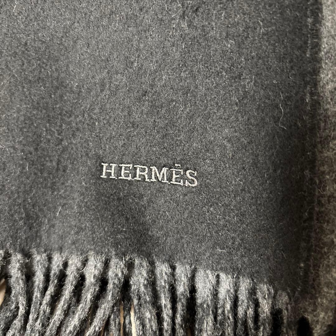 【一度短時間使用のみ美品】HERMÈS カシミヤリバーシブルマフラー