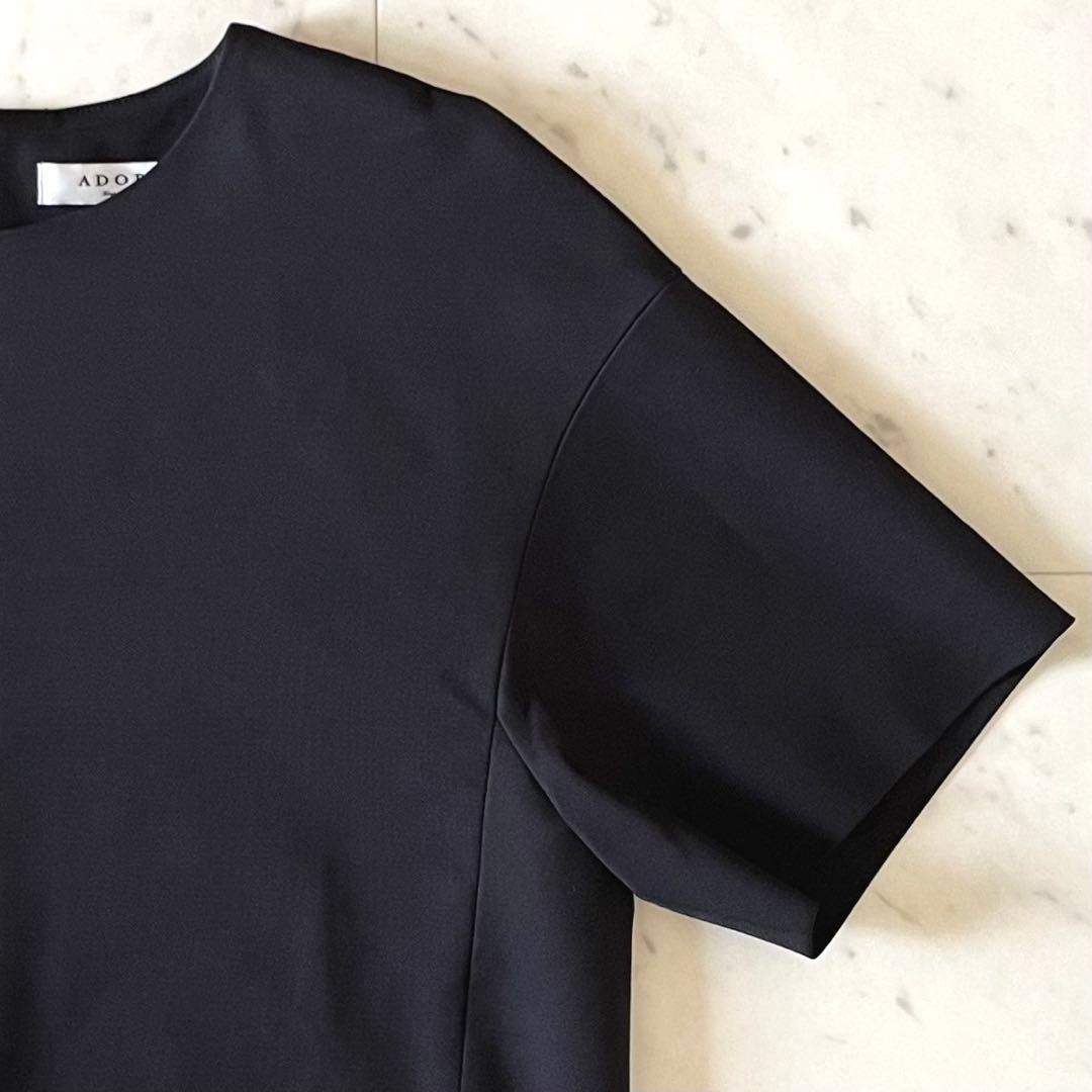 極美品♪ADORE アドーア クルーネック半袖プルオーバー 38 ブラック黒