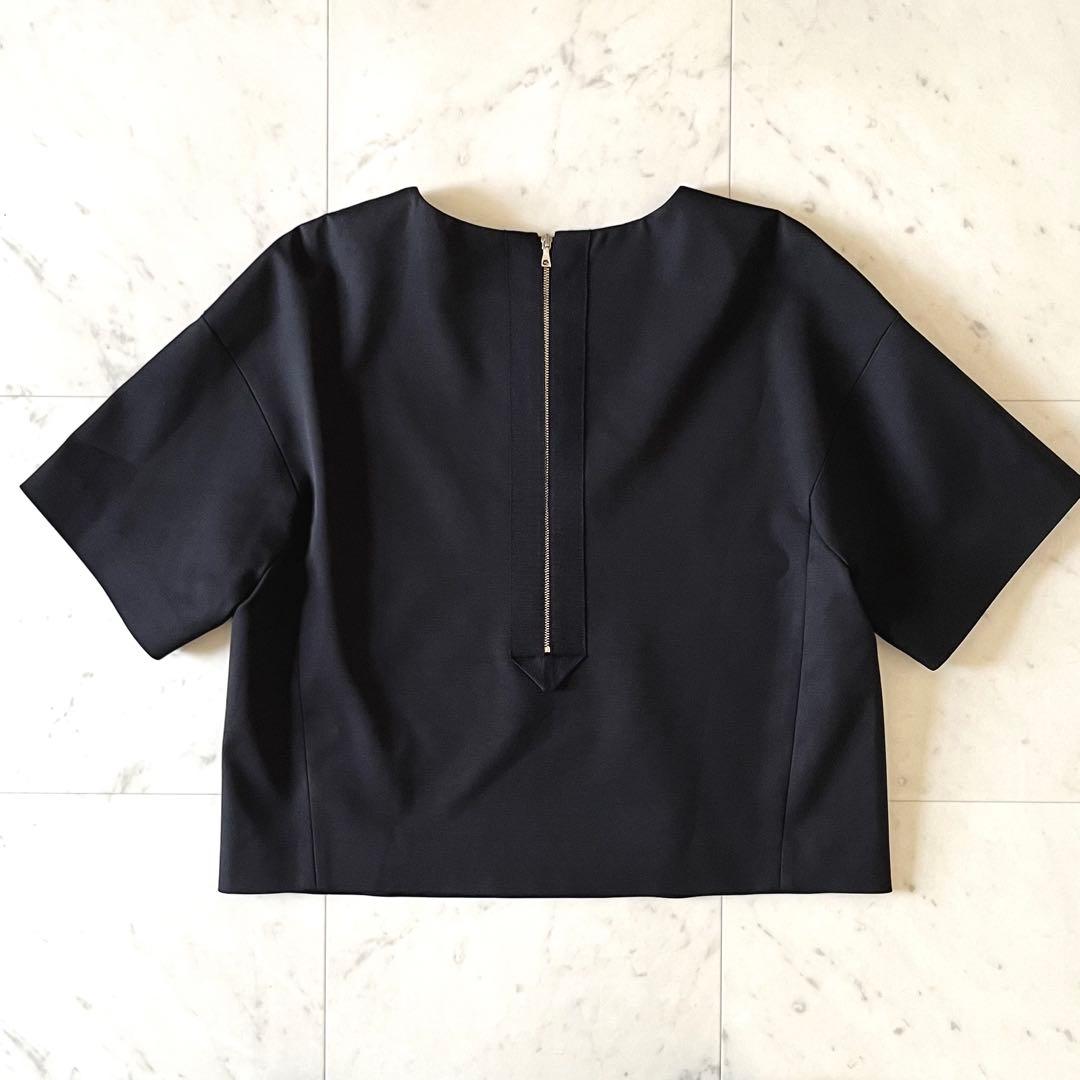 極美品♪ADORE アドーア クルーネック半袖プルオーバー 38 ブラック黒