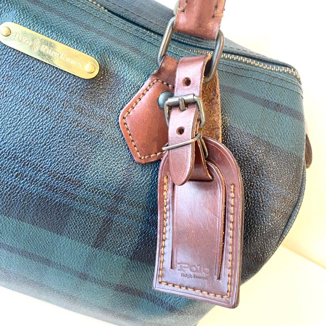 POLO RALPH LAUREN チェック柄 ボストンバッグ 定番　レザー