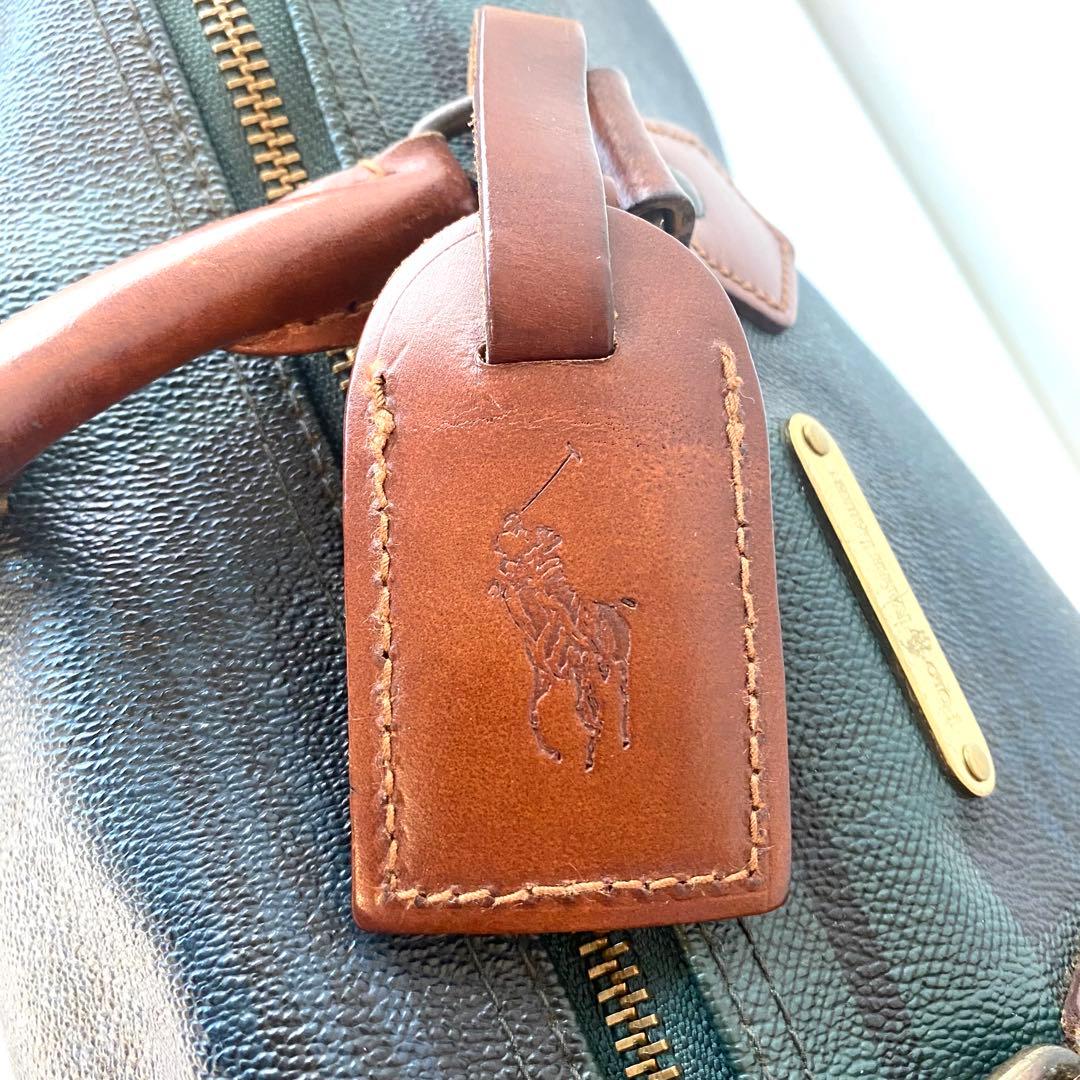 POLO RALPH LAUREN チェック柄 ボストンバッグ 定番　レザー