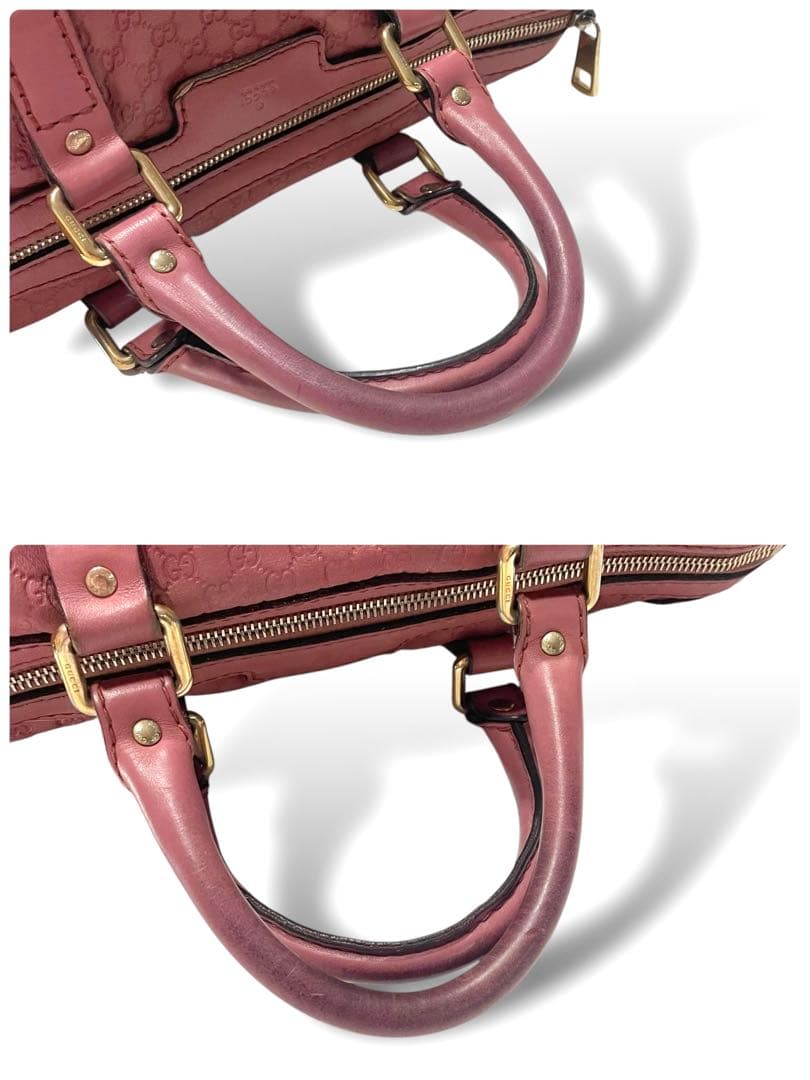 グッチ　GGシマ　レザー　ピンク　ボストンバッグ　ハンドバッグ