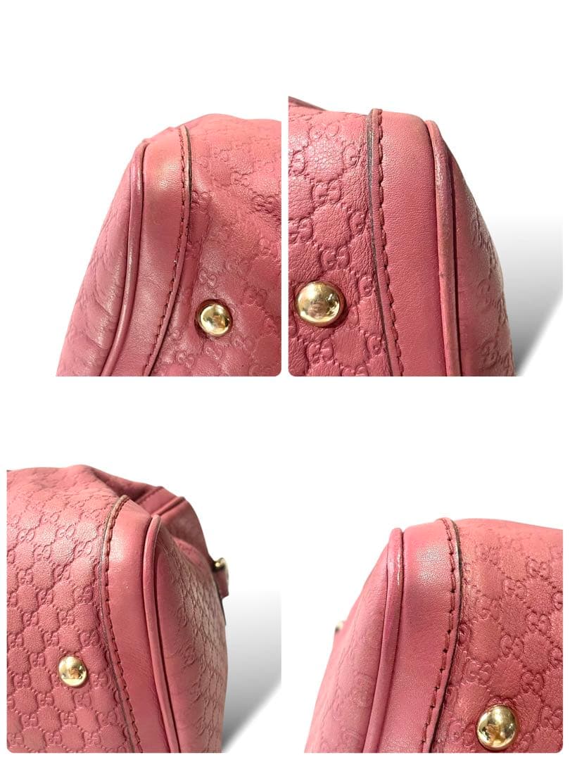 グッチ　GGシマ　レザー　ピンク　ボストンバッグ　ハンドバッグ