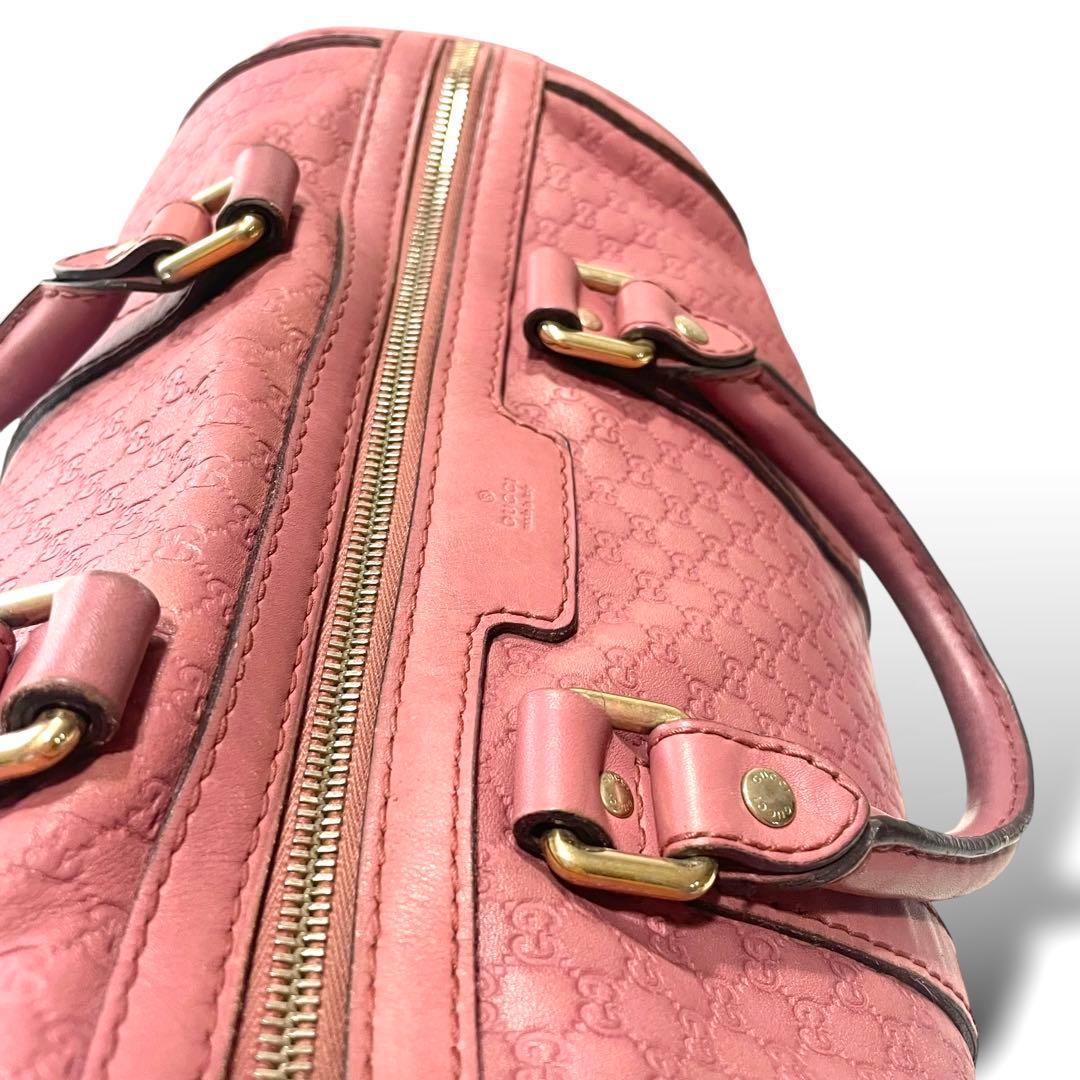 グッチ　GGシマ　レザー　ピンク　ボストンバッグ　ハンドバッグ