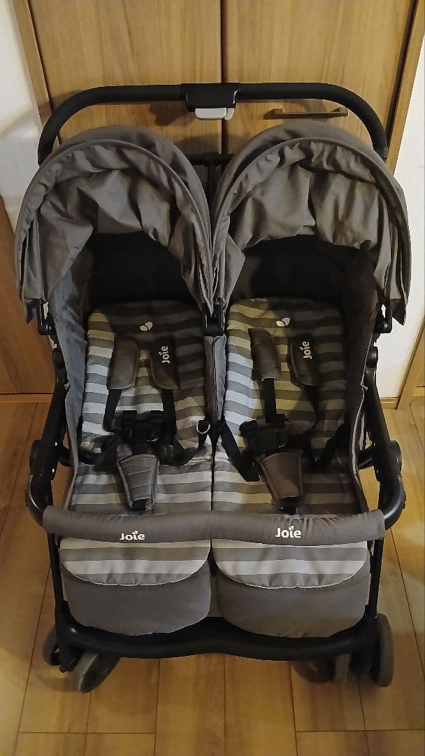 Joie 2人乗りベビーカー グレー ストライプ