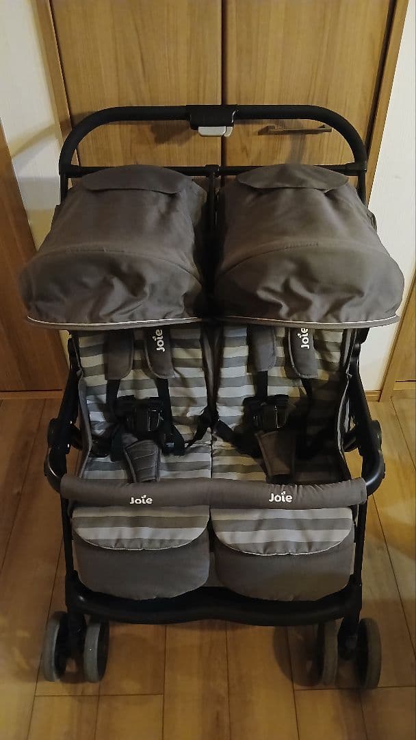 Joie 2人乗りベビーカー グレー ストライプ