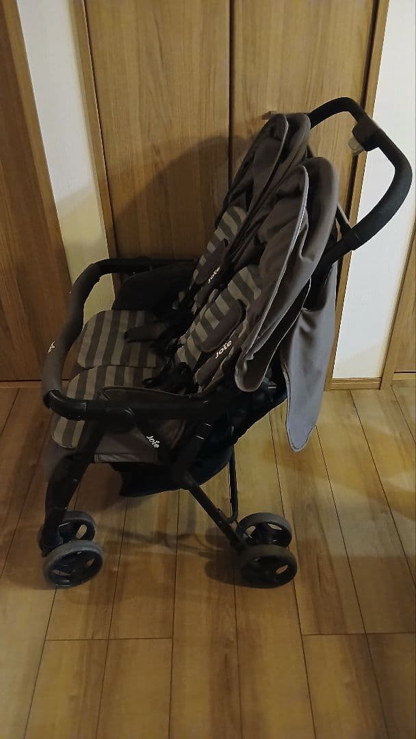 Joie 2人乗りベビーカー グレー ストライプ