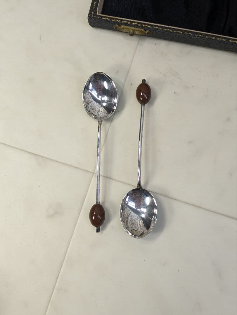 英国 アンティーク 1949年 スターリングシルバー スプーン 6本 エナメル