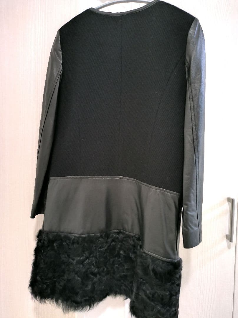 ライダース ラムファー 異素材MIXコート ラムレザー ファー付きジャケット