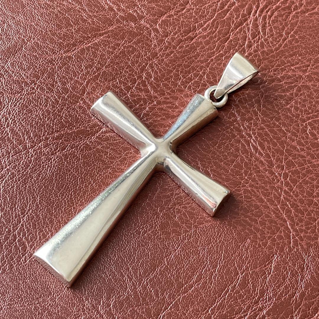 ビンテージ シルバー925 クロスネックレス メキシコ刻印 ペンダント重厚 希少