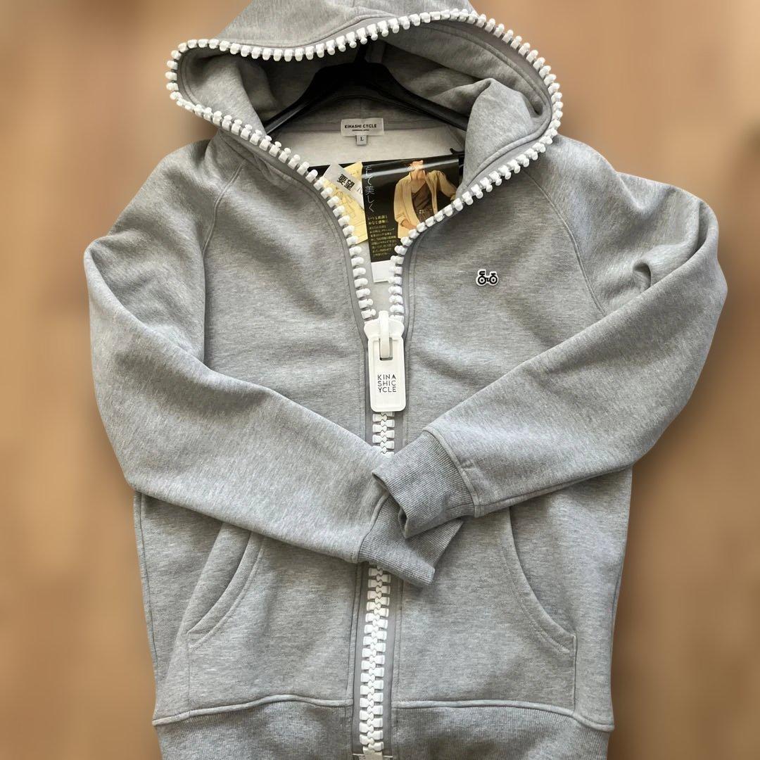 木梨サイクルグレー ジップアップパーカー