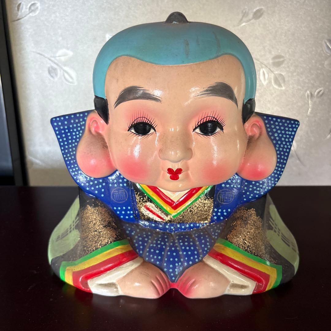アンティーク【福助人形】 25×27×16cm 陶器
