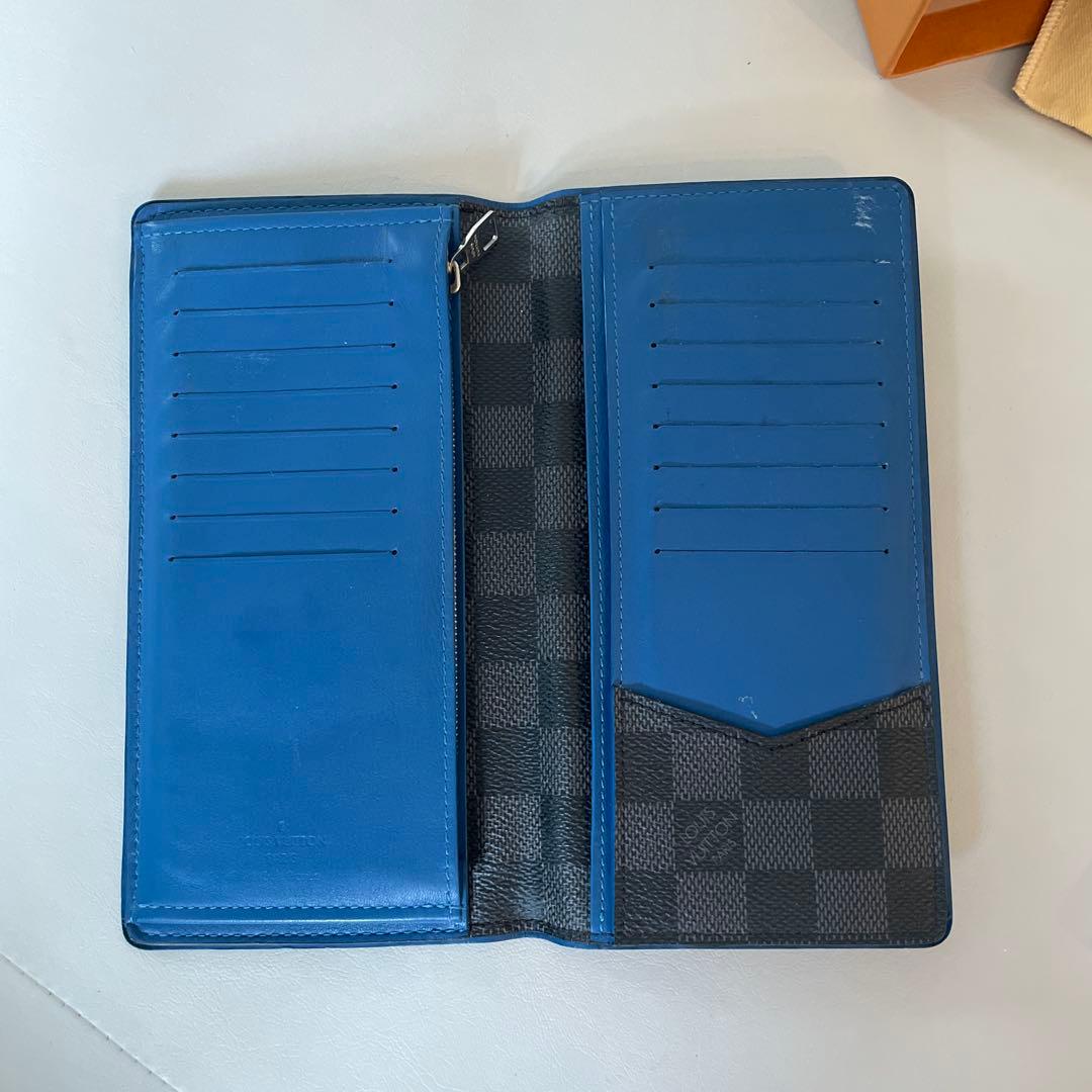 ダミエパターン ブラック ブルー 長財布