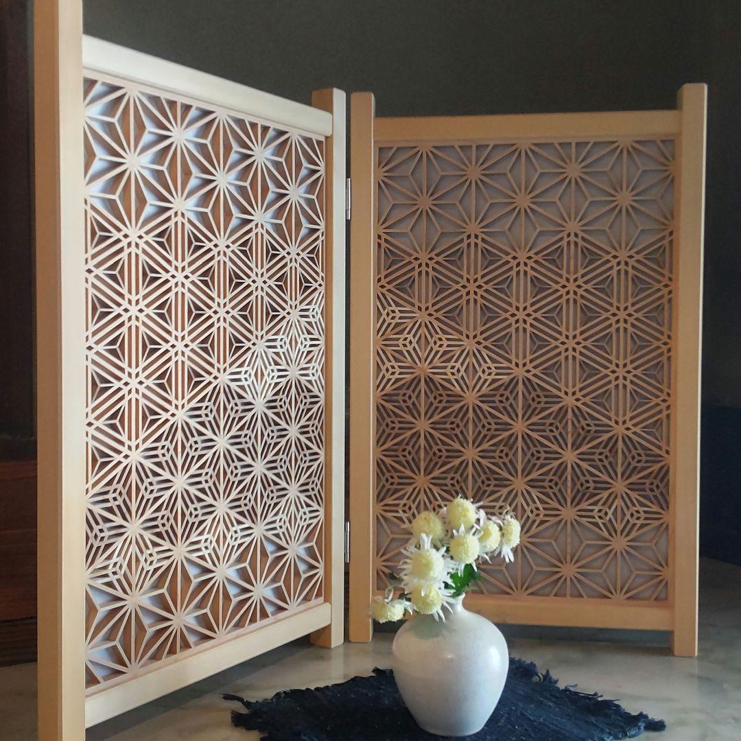 組子細工 組子 富士山 透かし模様 衝立 パーテーション 職人技