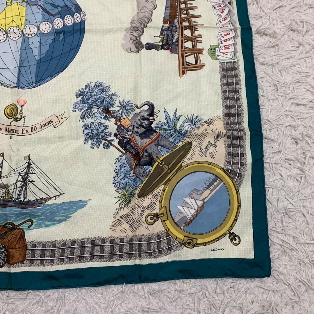 14785✨希少✨エルメス カレ90 L80日間世界一周 スカーフ シルク