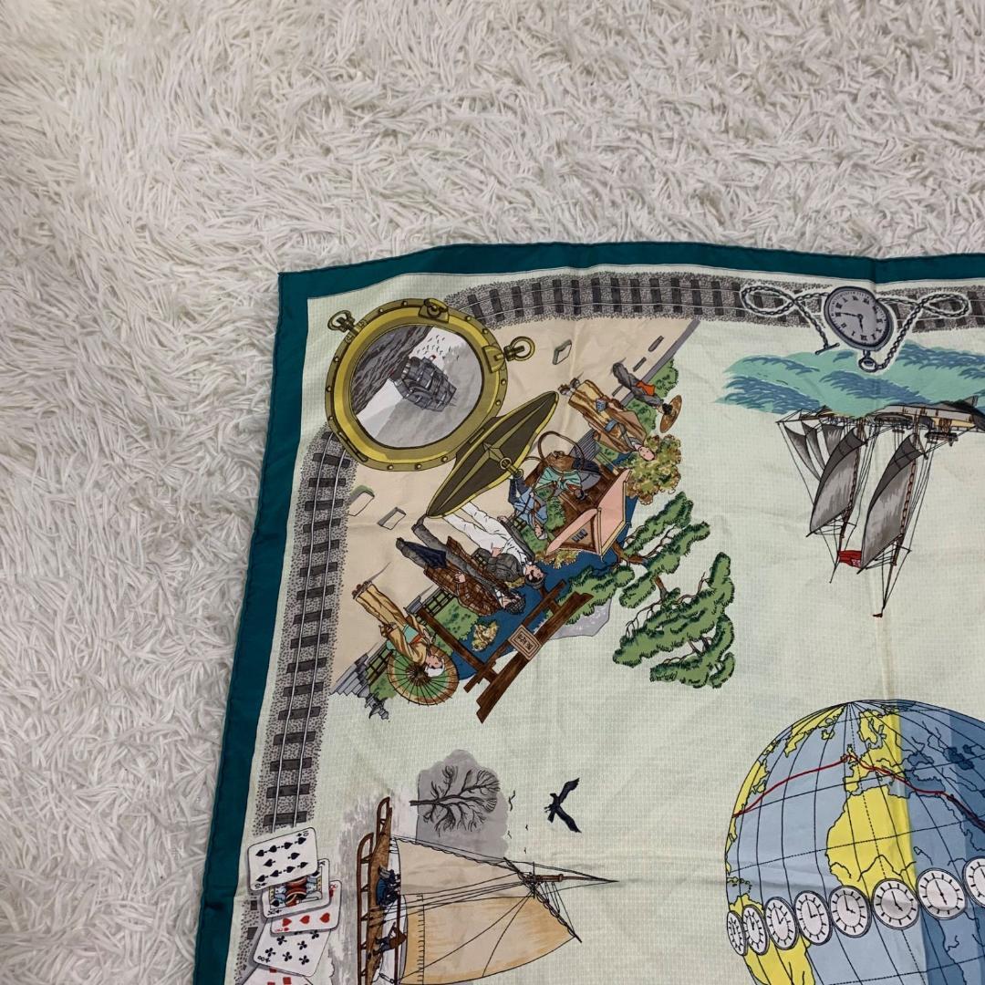 14785✨希少✨エルメス カレ90 L80日間世界一周 スカーフ シルク