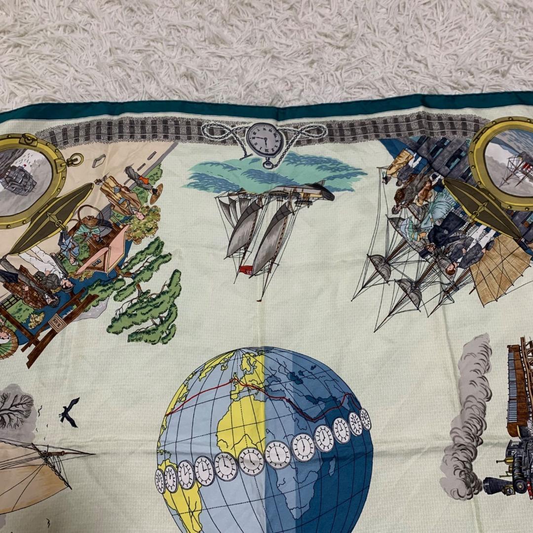 14785✨希少✨エルメス カレ90 L80日間世界一周 スカーフ シルク