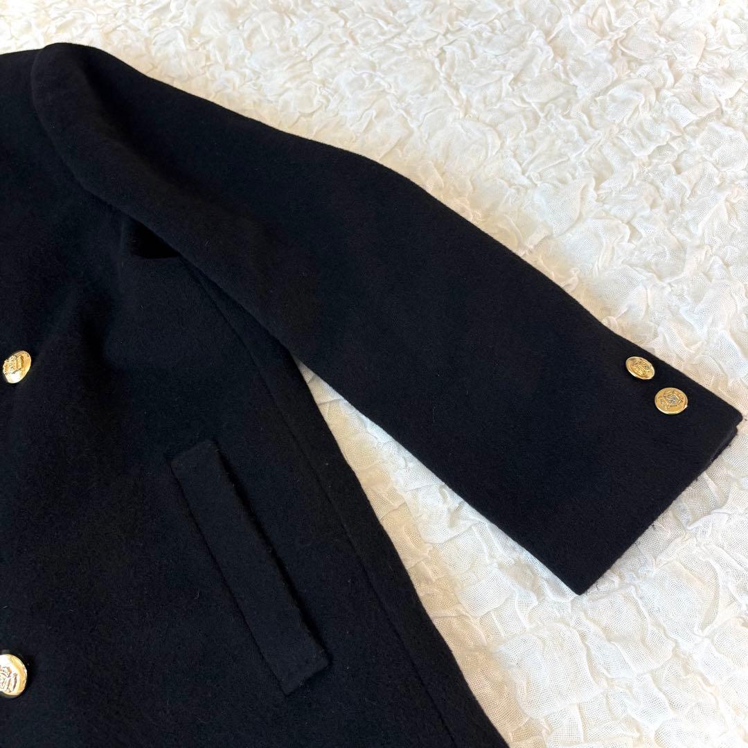 藤井毛織 カシミヤ100% チェスター コート カシミア ロング丈 ブラック 黒