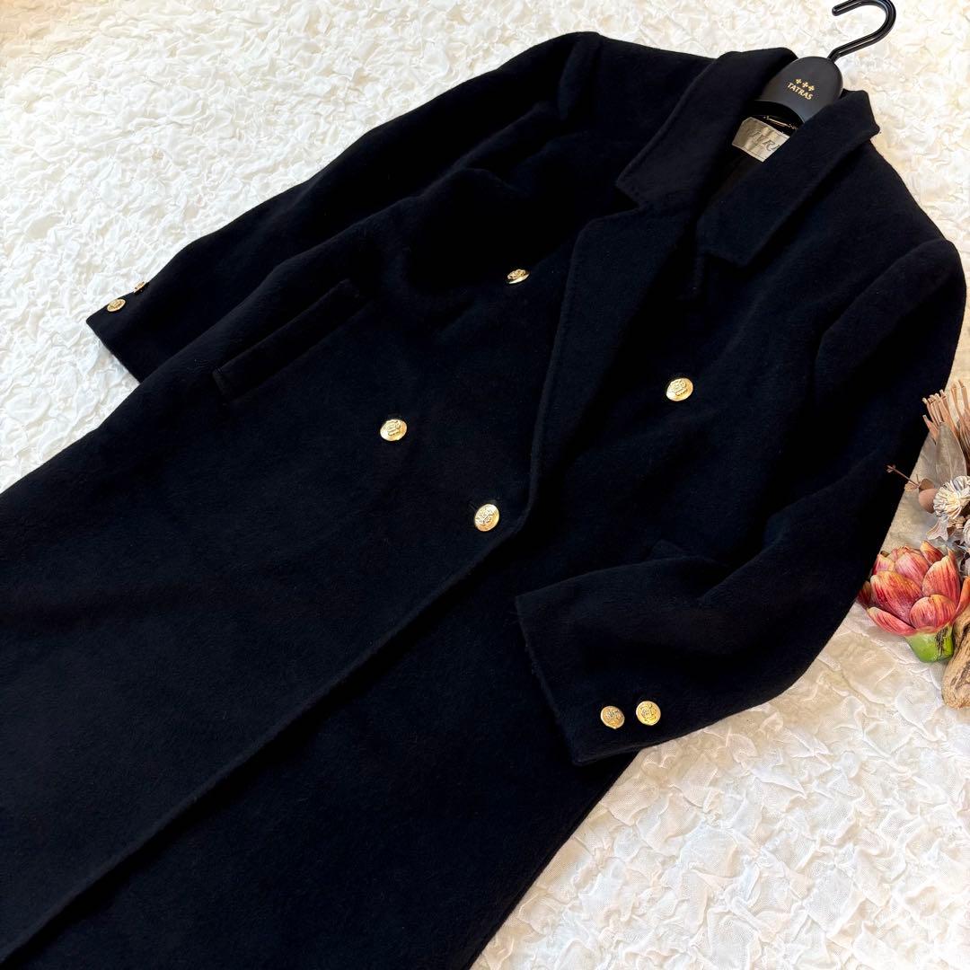 藤井毛織 カシミヤ100% チェスター コート カシミア ロング丈 ブラック 黒