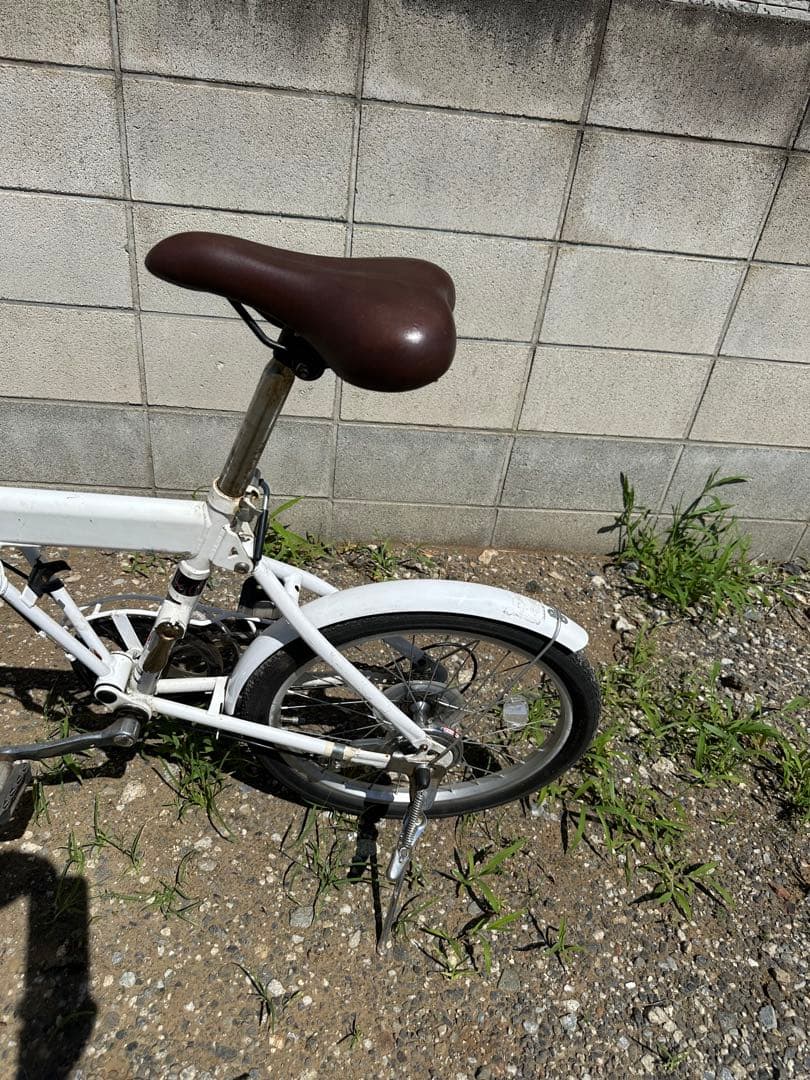 折りたたみ自転車 ホワイト ブラウンサドル