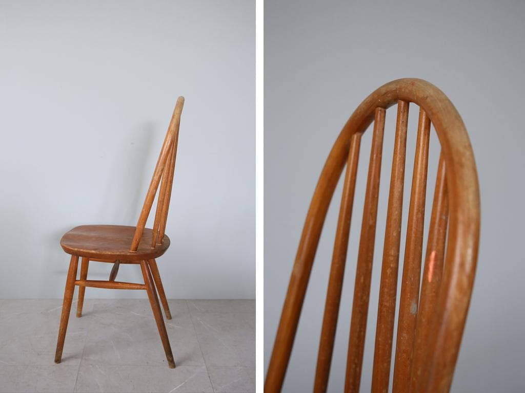 英国アンティーク木製フープバックチェア/イス/クエーカー/飾り棚(87-33-4