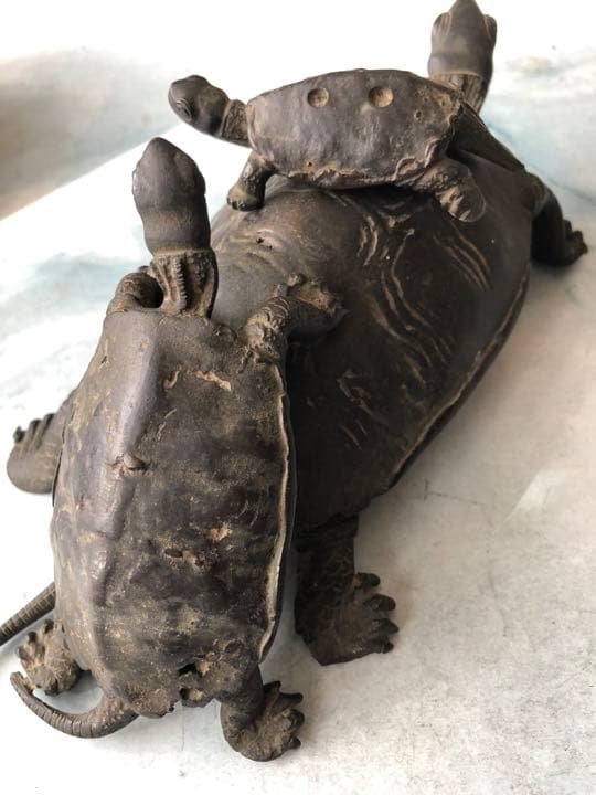 時代物　伝統工芸　亀　置物　整珉作　金属置物　骨董品　置物