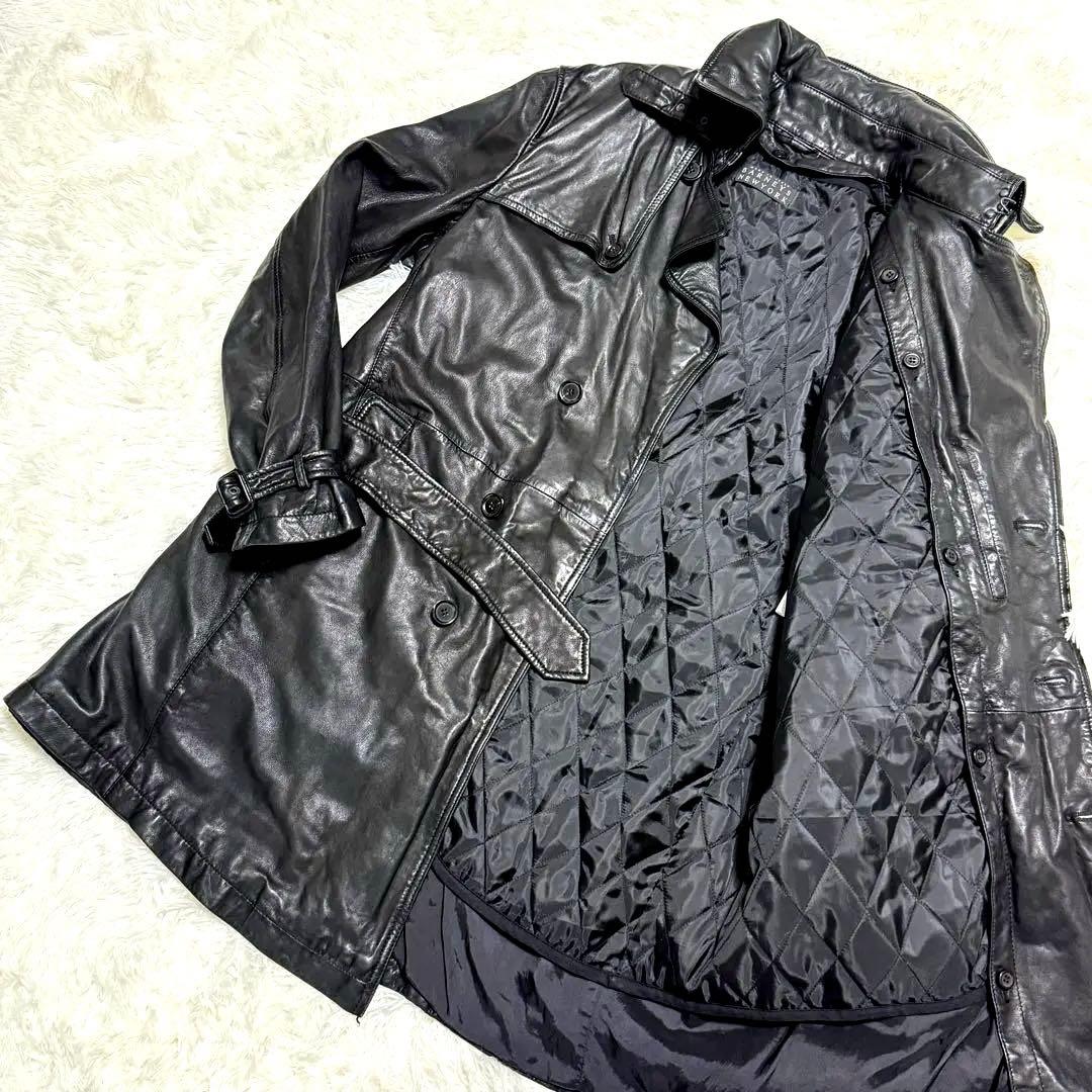 カリー様✨バーニーズニューヨーク レザー トレンチコート 52 黒 ライナー付