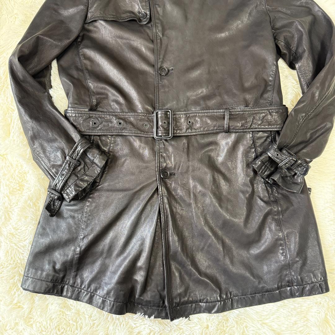 カリー様✨バーニーズニューヨーク レザー トレンチコート 52 黒 ライナー付