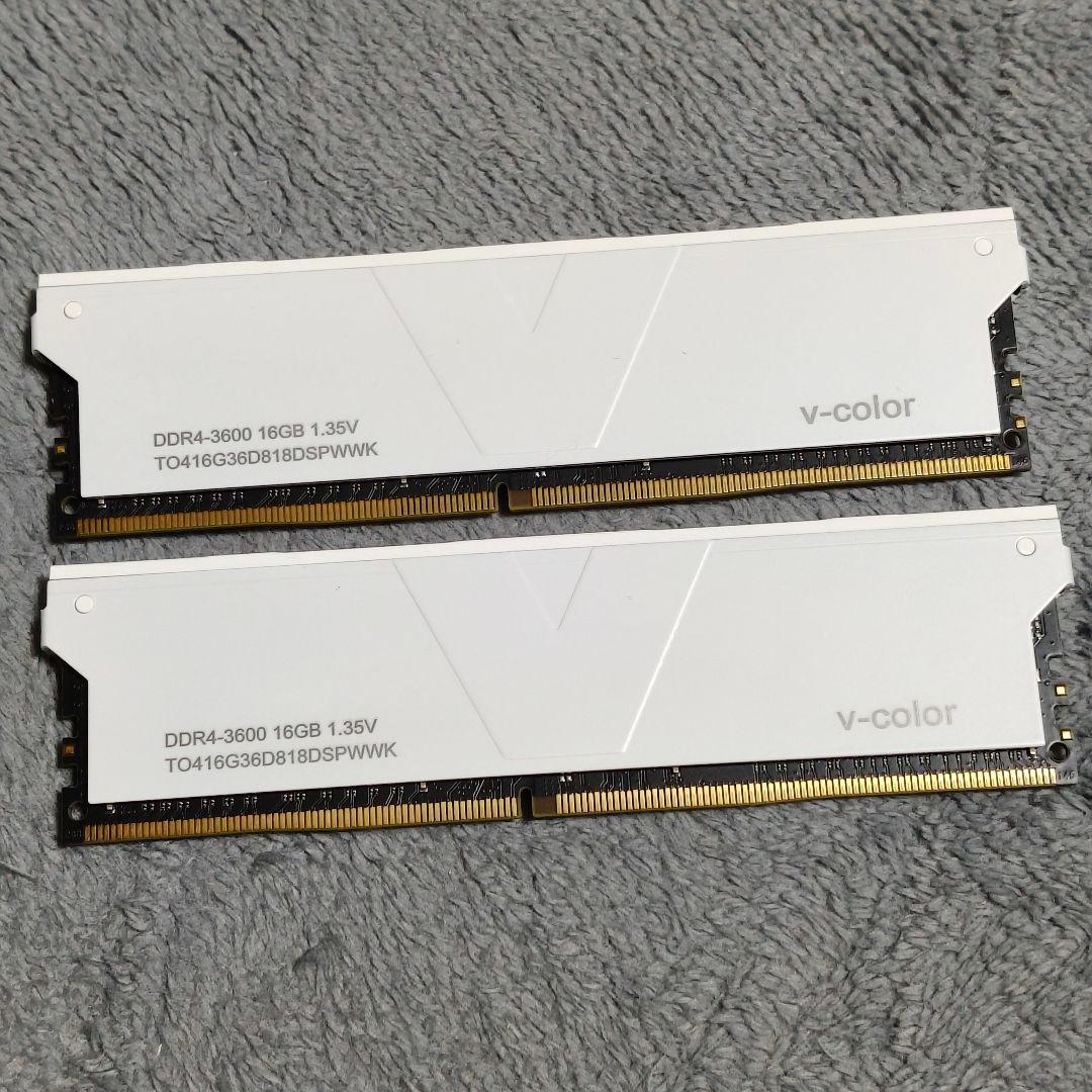 即発送 v-color デスクトップPC用 メモリ 白 DDR4 16GBx2枚