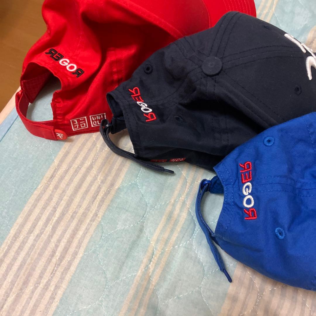 ユニクロ RFロゴキャップ3個セット（赤・ネイビー・ブルー）