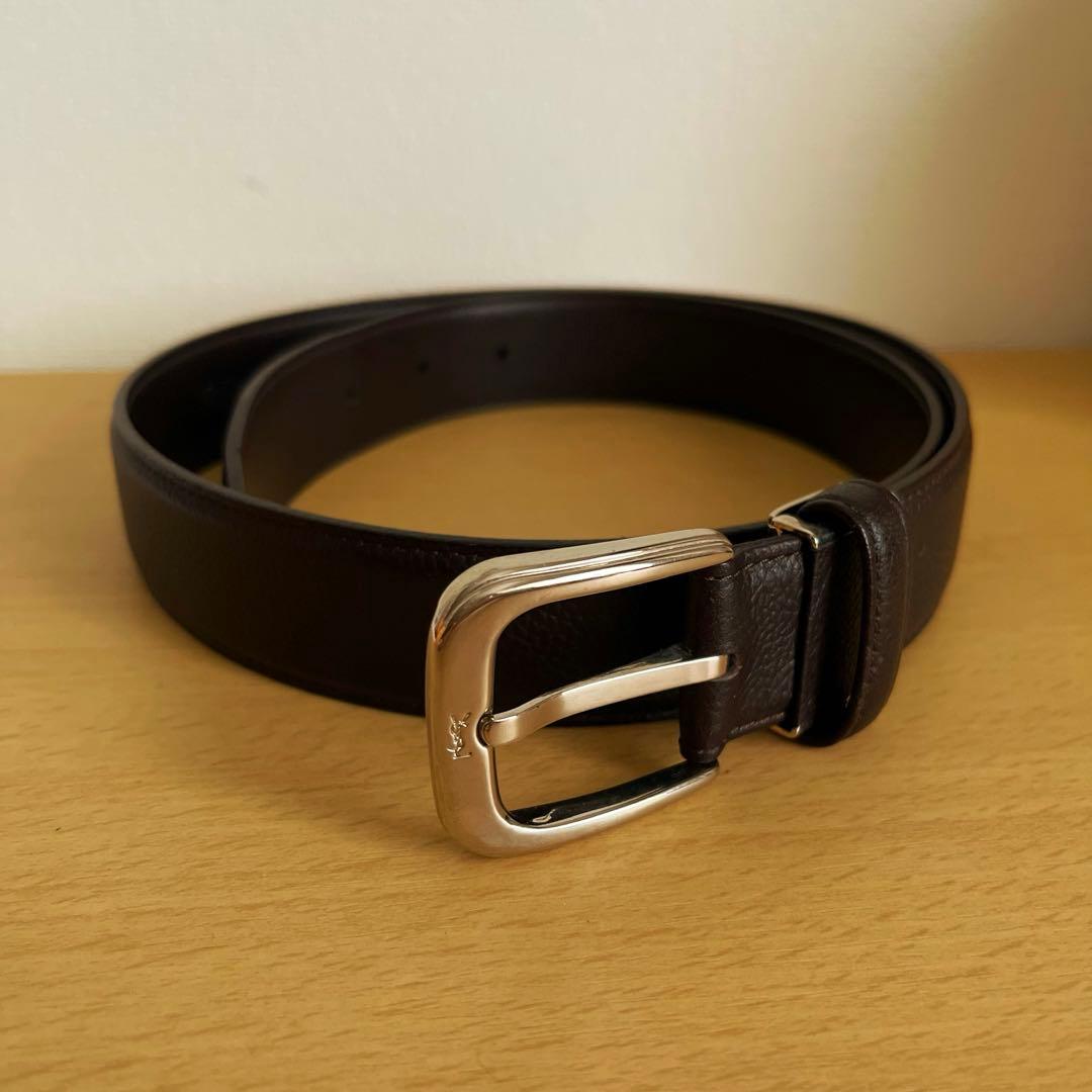 YSL イヴサンローラン 焦茶色レザーベルト 95cm