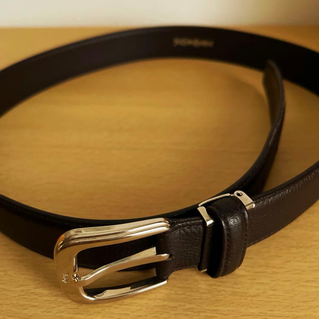 YSL イヴサンローラン 焦茶色レザーベルト 95cm