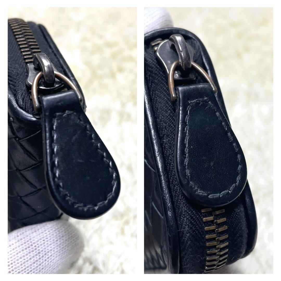 ボッテガヴェネタ ケース イントレチャート ラウンドファスナー ブラック