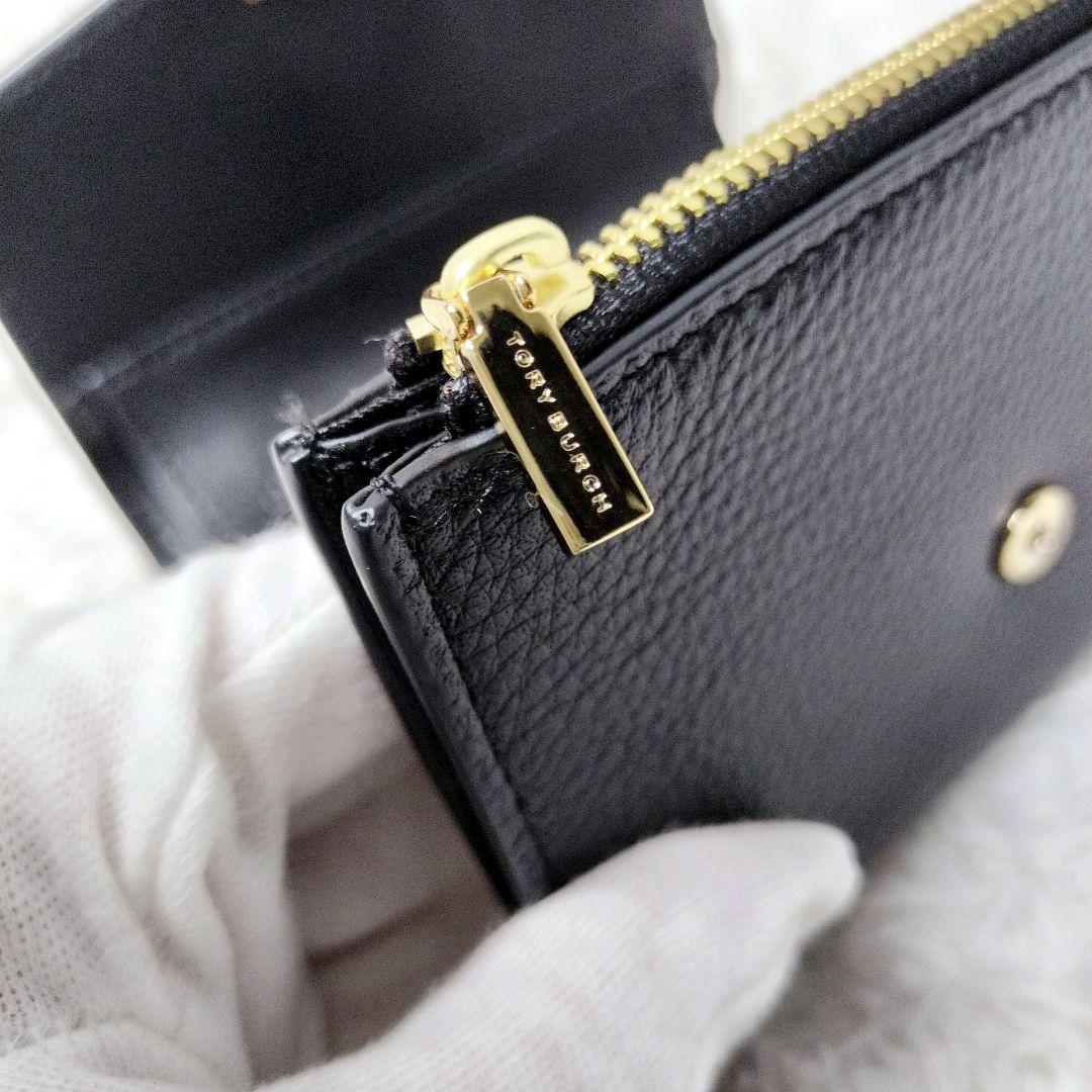 【美品✨】トリーバーチ　3つ折り財布　コンパクトウォレット　金ロゴ　レザー