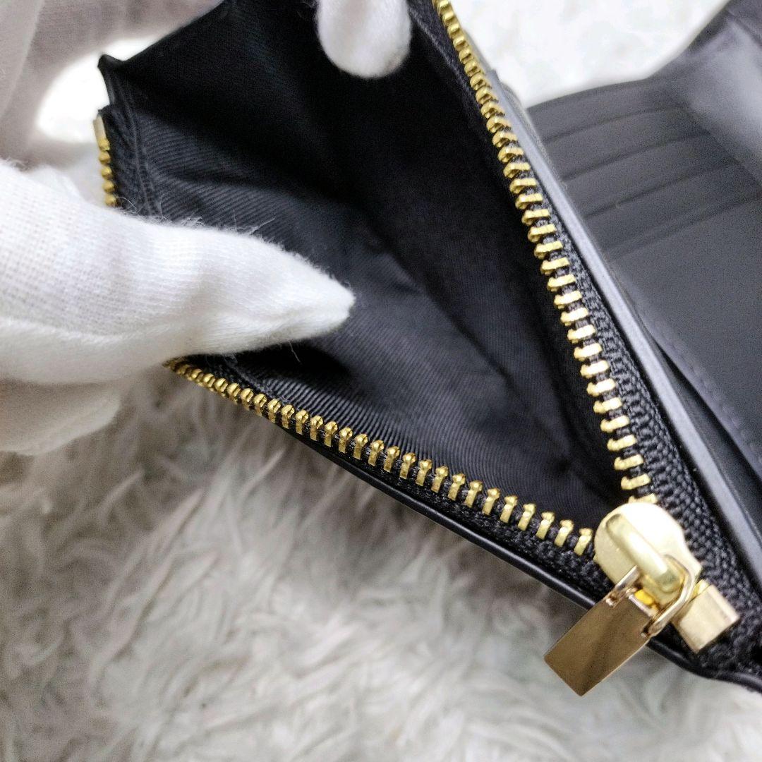 【美品✨】トリーバーチ　3つ折り財布　コンパクトウォレット　金ロゴ　レザー