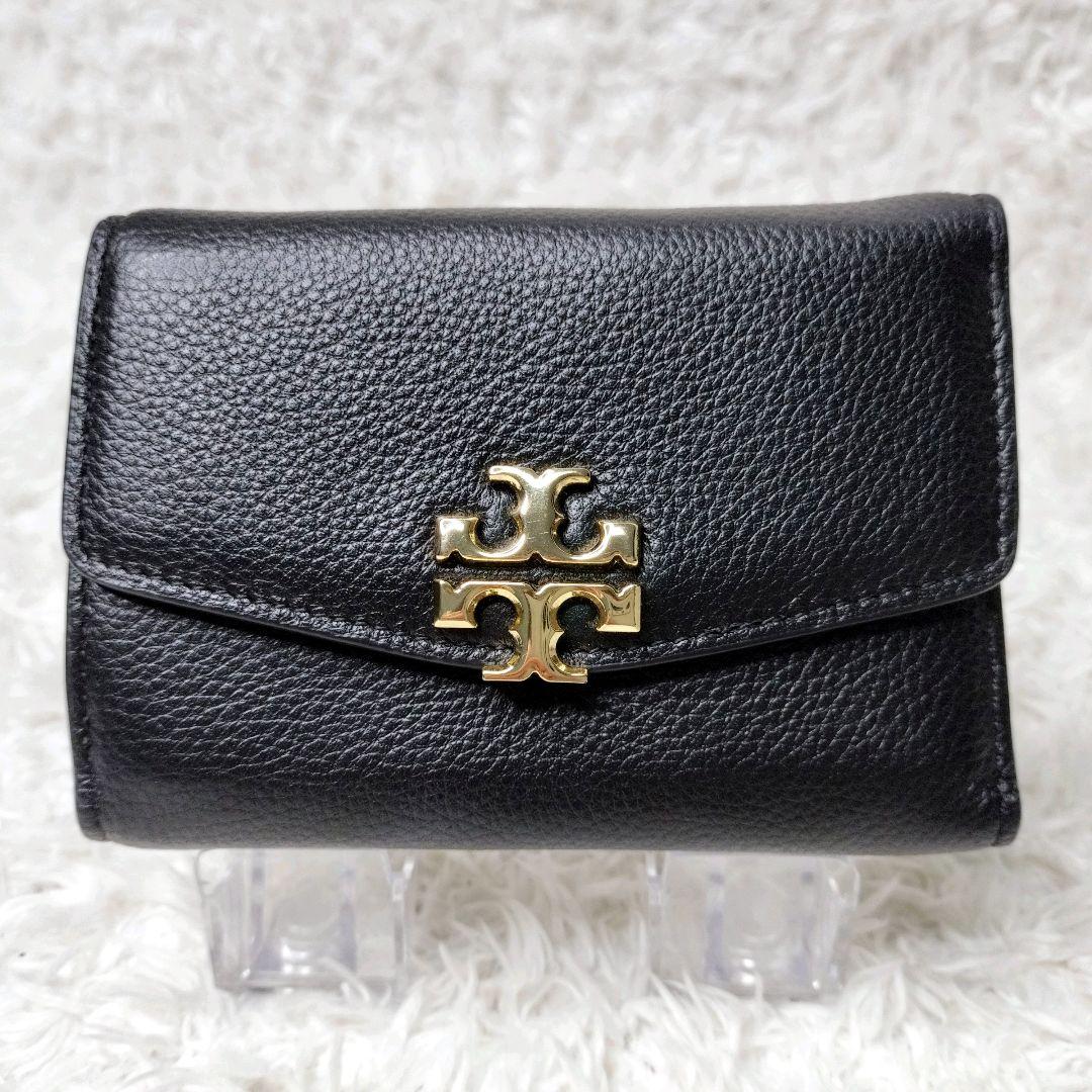 【美品✨】トリーバーチ　3つ折り財布　コンパクトウォレット　金ロゴ　レザー