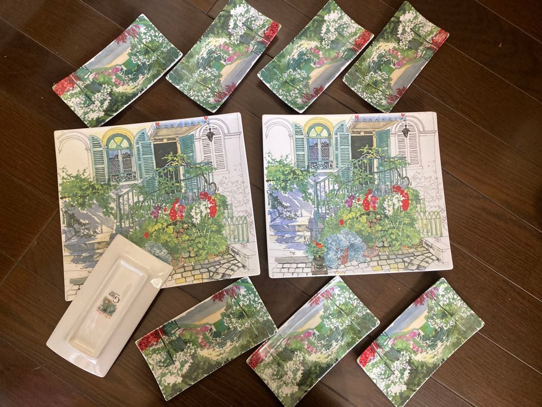 花と風景の食器セット