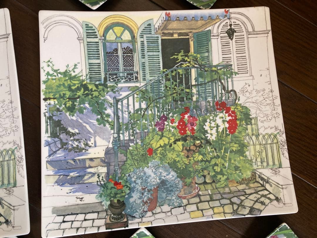 花と風景の食器セット