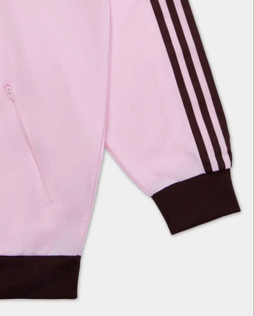 adidas ピンク 茶色 ストライプジャージ 韓国