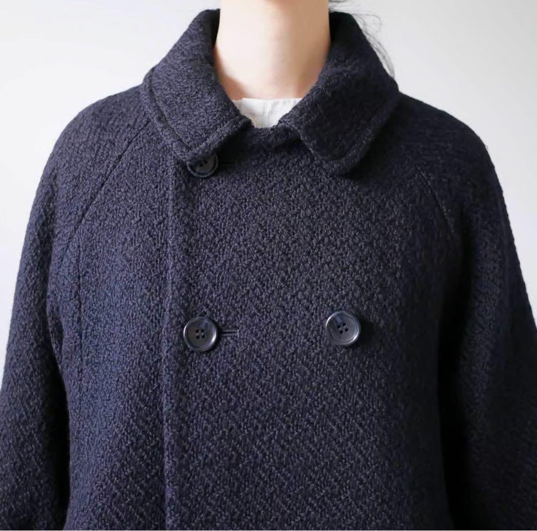 BLUEBLUEJAPAN【ユキフブキウール ダブルブレストハーフコート】 防寒