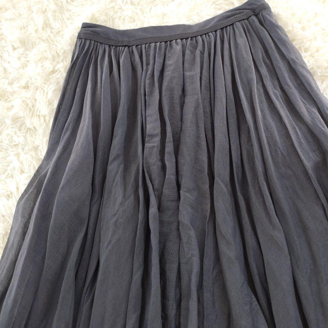 フォクシー FOXEY シアーサーキュラースカート シルク混 シフォン 40