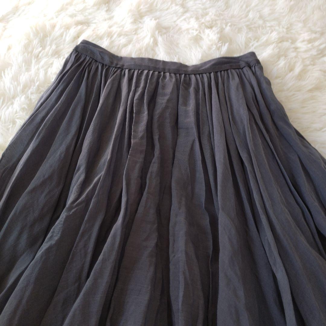 フォクシー FOXEY シアーサーキュラースカート シルク混 シフォン 40